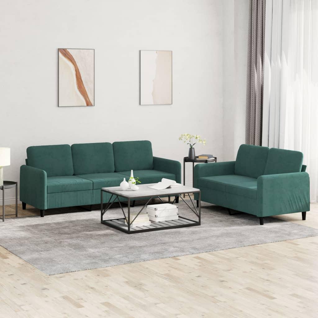 2 Personers Sofa Velour Mørkegrøn