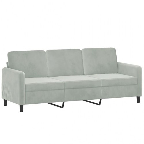 Sofasæt i velour, 2 dele - lysegrå 2- og 3-personers