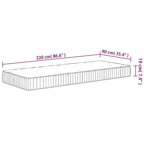 Springmadras med pocketfjedre 90x220 cm medium fast