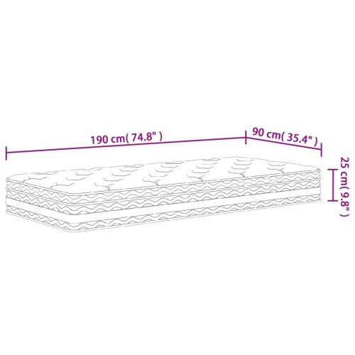 Springmadras med pocketfjedre 90×190 cm - medium komfort, aftageligt betræk