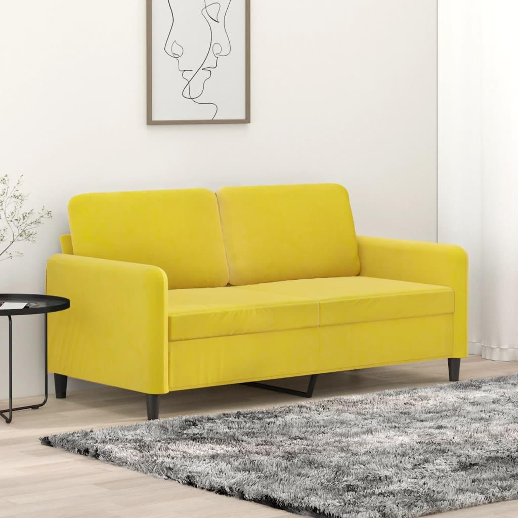 2-personers sofa 140 cm fløjl gul billede