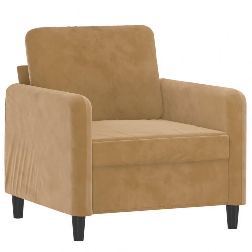 Lænestol i velour - brun, sædebredde 60 cm