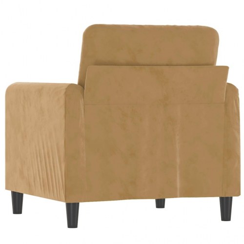 Lænestol i velour - brun, sædebredde 60 cm