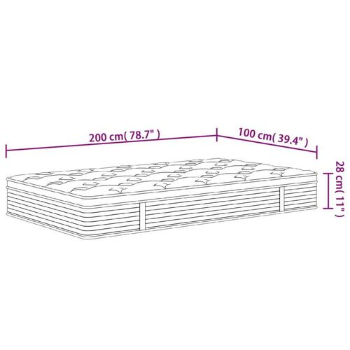 Springmadras med pocketfjedre 100x200 cm medium