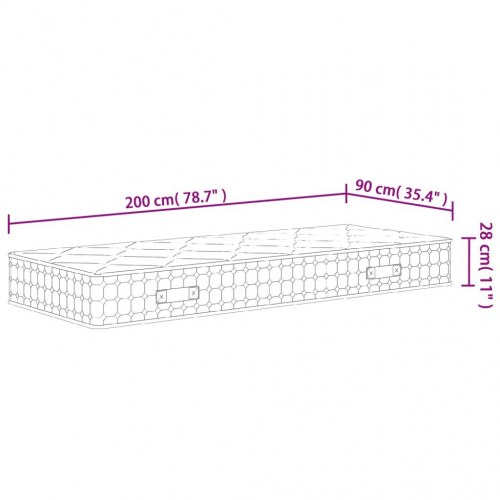 Springmadras med pocketfjedre 90×200 cm - medium komfort, 28 cm høj