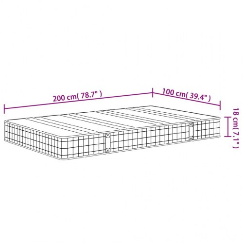 Springmadras med bonellfjedre 100×200 cm - medium fasthed