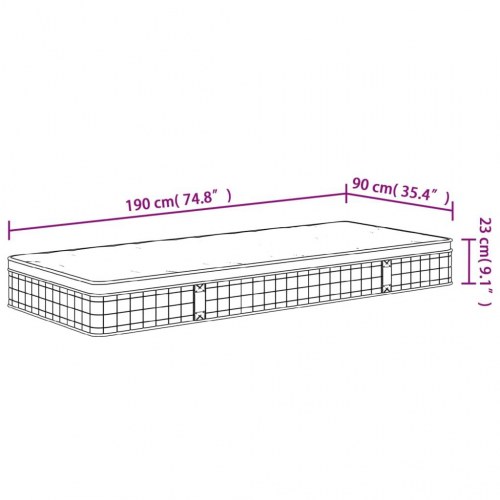 Springmadras med bonellfjedre 90x190 cm - medium, enkelt