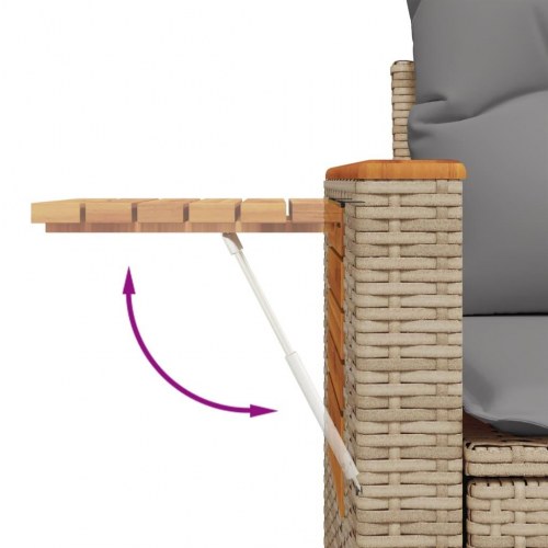2-personers havesofa med hynder og sidebord - beige