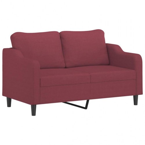 2-personers sofa med pyntepuder - stof, vinrød, sædebredde 140 cm
