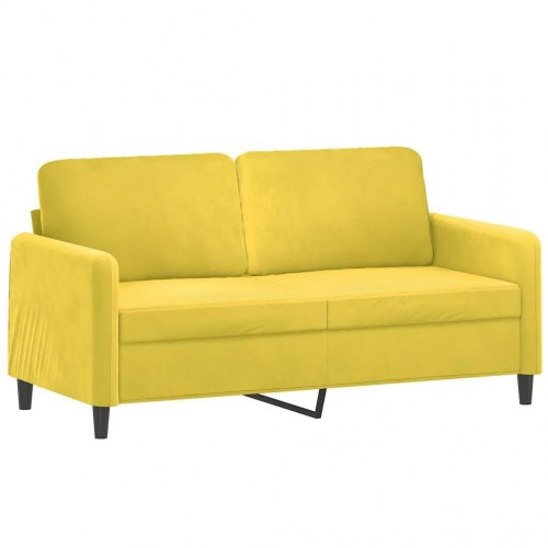 2-personers sofa i velour med pyntepuder - gul, sædebredde 140 cm