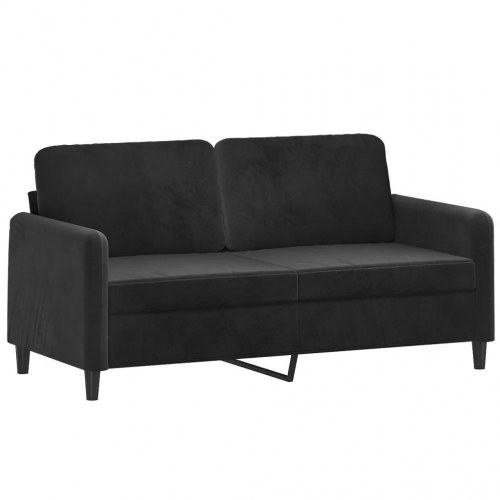Sofasæt i velour - 2-pers. sofaer med puder, sort (2 dele)