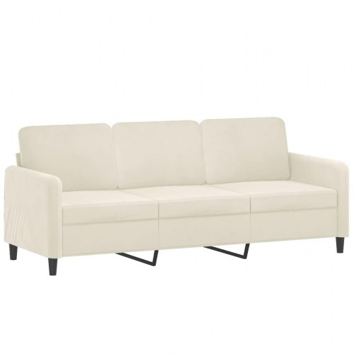 Sofasæt i velour med puder, 2- og 3-personers - cremefarvet