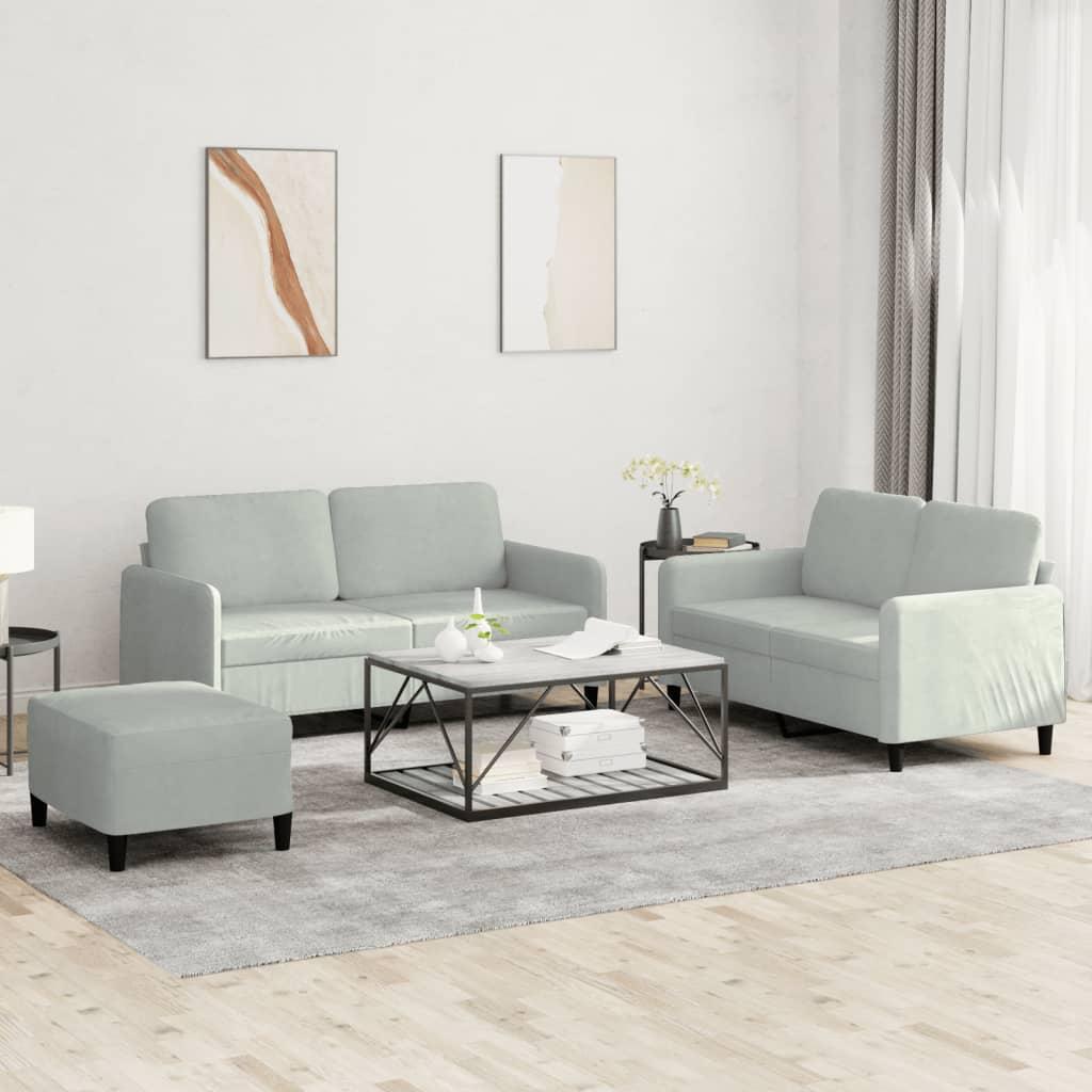 3 personers sofa velour lysegrå