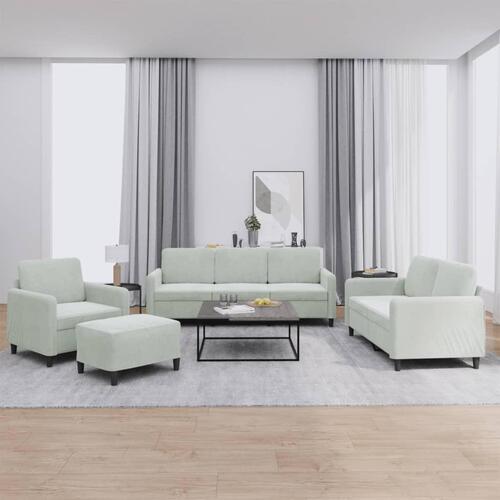 Sofasæt 4 dele velour lysegrå