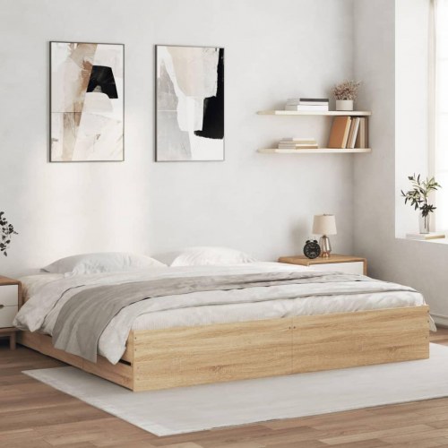 Sengeramme med skuffer 180x200 cm i sonoma-eg - konstrueret træ