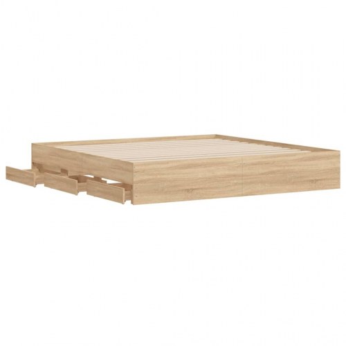 Sengeramme med skuffer 180x200 cm i sonoma-eg - konstrueret træ