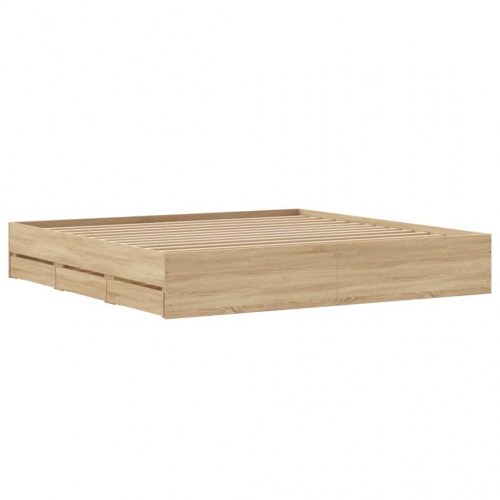 Sengeramme med skuffer 180x200 cm i sonoma-eg - konstrueret træ
