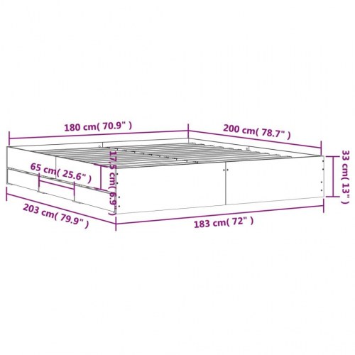 Sengeramme med skuffer 180x200 cm i sonoma-eg - konstrueret træ