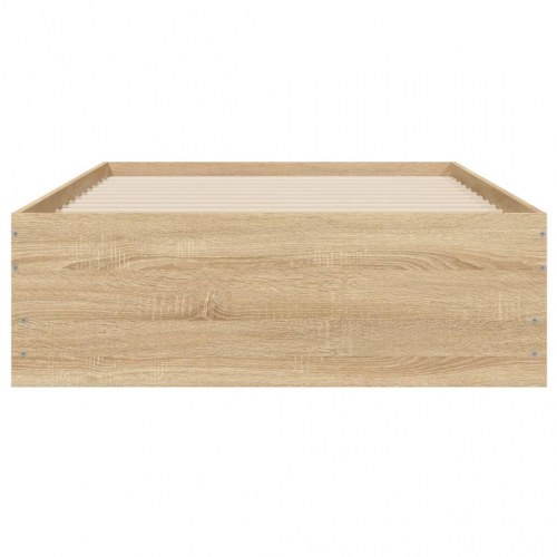 Sengeramme med skuffer 100x200 cm - konstrueret træ i sonoma-eg