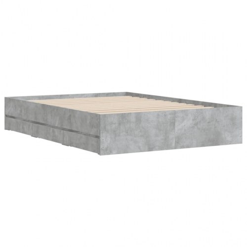 Sengeramme med skuffer 120×190 cm - konstrueret træ, betongrå