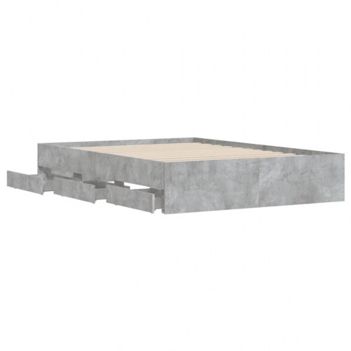 Sengeramme med skuffer 120×190 cm - konstrueret træ, betongrå