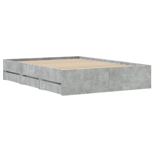 Sengeramme med skuffer 120×190 cm - konstrueret træ, betongrå