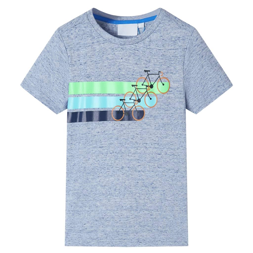 Kortærmet T-shirt til børn str. 116 blåmeleret