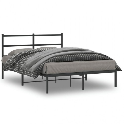 Sengeramme med sengegavl 135 × 190 cm - metal, sort