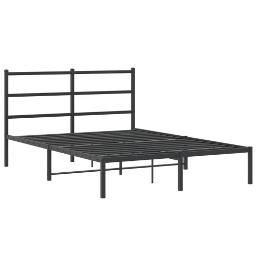 Sengeramme med sengegavl 135 × 190 cm - metal, sort