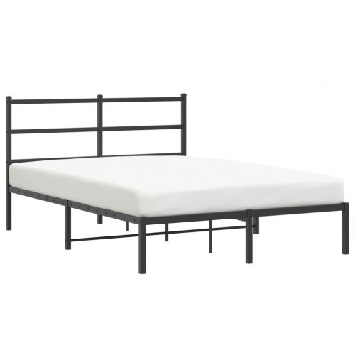 Sengeramme med sengegavl 135 × 190 cm - metal, sort