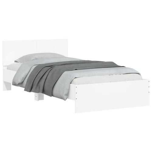 Sengeramme med sengegavl 100x200 cm konstrueret træ hvid