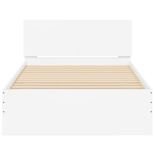 Sengeramme med sengegavl 100x200 cm konstrueret træ hvid