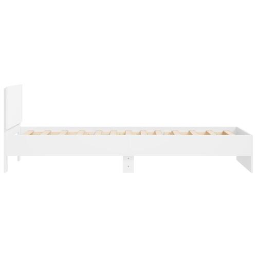Sengeramme med sengegavl 100x200 cm konstrueret træ hvid