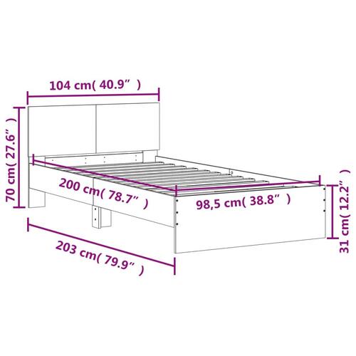 Sengeramme med sengegavl 100x200 cm konstrueret træ hvid