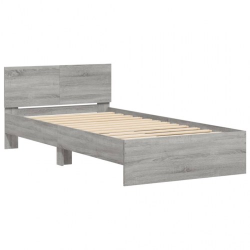 Sengeramme med sengegavl 100 x 200 cm - grå sonoma