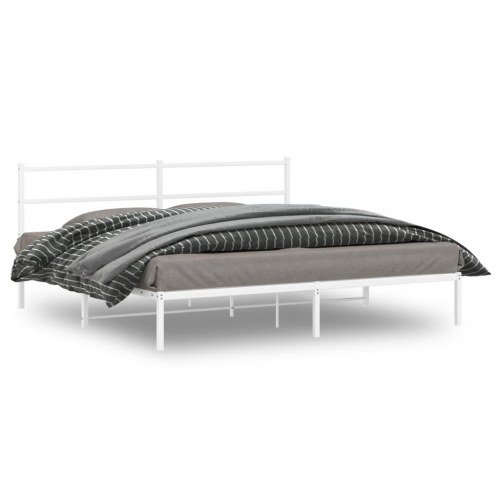 Sengeramme med sengegavl 193 × 203 cm - metal, hvid