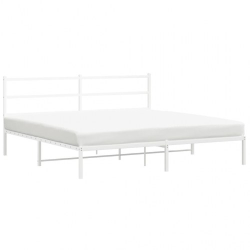 Sengeramme med sengegavl 193 × 203 cm - metal, hvid