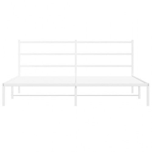 Sengeramme med sengegavl 193 × 203 cm - metal, hvid