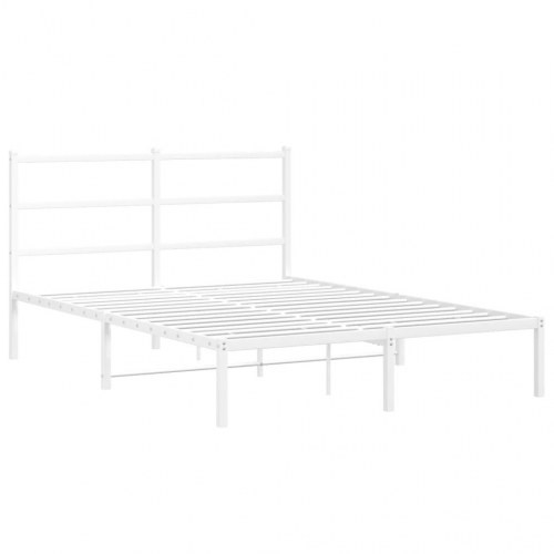 Sengeramme med sengegavl 140x200 cm - metal, hvid