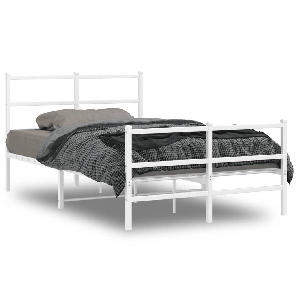 Sengeramme Med Sengegavl Metal - Hvid / med hovedgærde og fodgærde / 120 x 190 cm