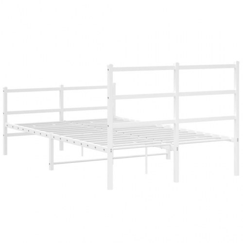 Sengeramme med sengegavl og fodgærde 120 x 190 cm metal - hvid
