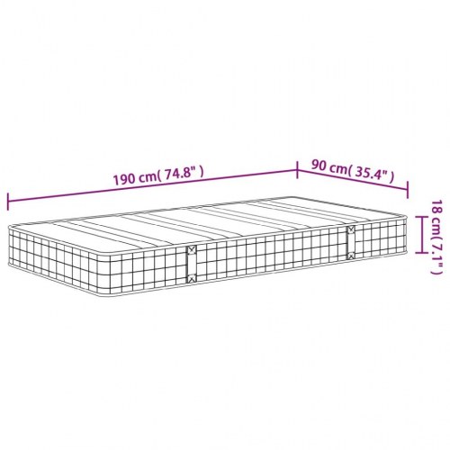 Springmadras med bonellfjedre 90x190 cm - medium fasthed