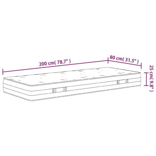Springmadras med pocketfjedre 80x200 cm medium fast