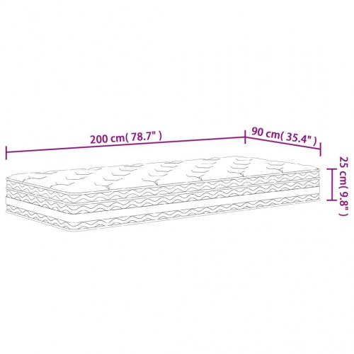 Springmadras med pocketfjedre 90x200 cm - medium komfort