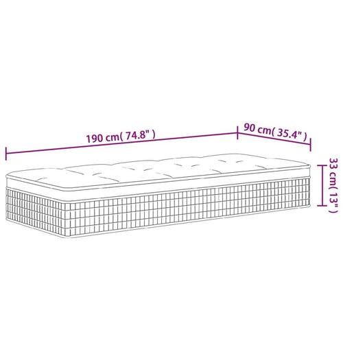 Springmadras med pocketfjedre 90x190 cm medium fast