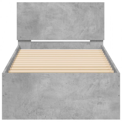 Sengeramme med sengegavl og LED-lys 90 x 200 cm - betongrå