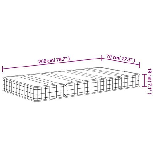 Springmadras med bonellfjedre 70x200 cm medium