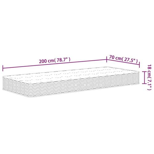 Springmadras med bonellfjedre 70x200 cm medium