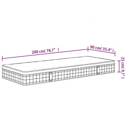 Springmadras med bonellfjedre 90x200 cm - medium fasthed