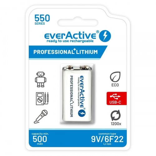 EverActive EVHR22-550C 9V genopladeligt lithium-batteri med USB-C
